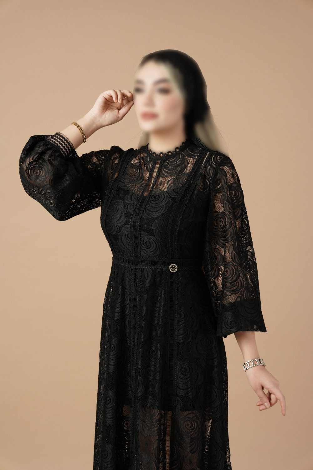 پیراهن میدی عروسکی تمام دانتل - Image 3