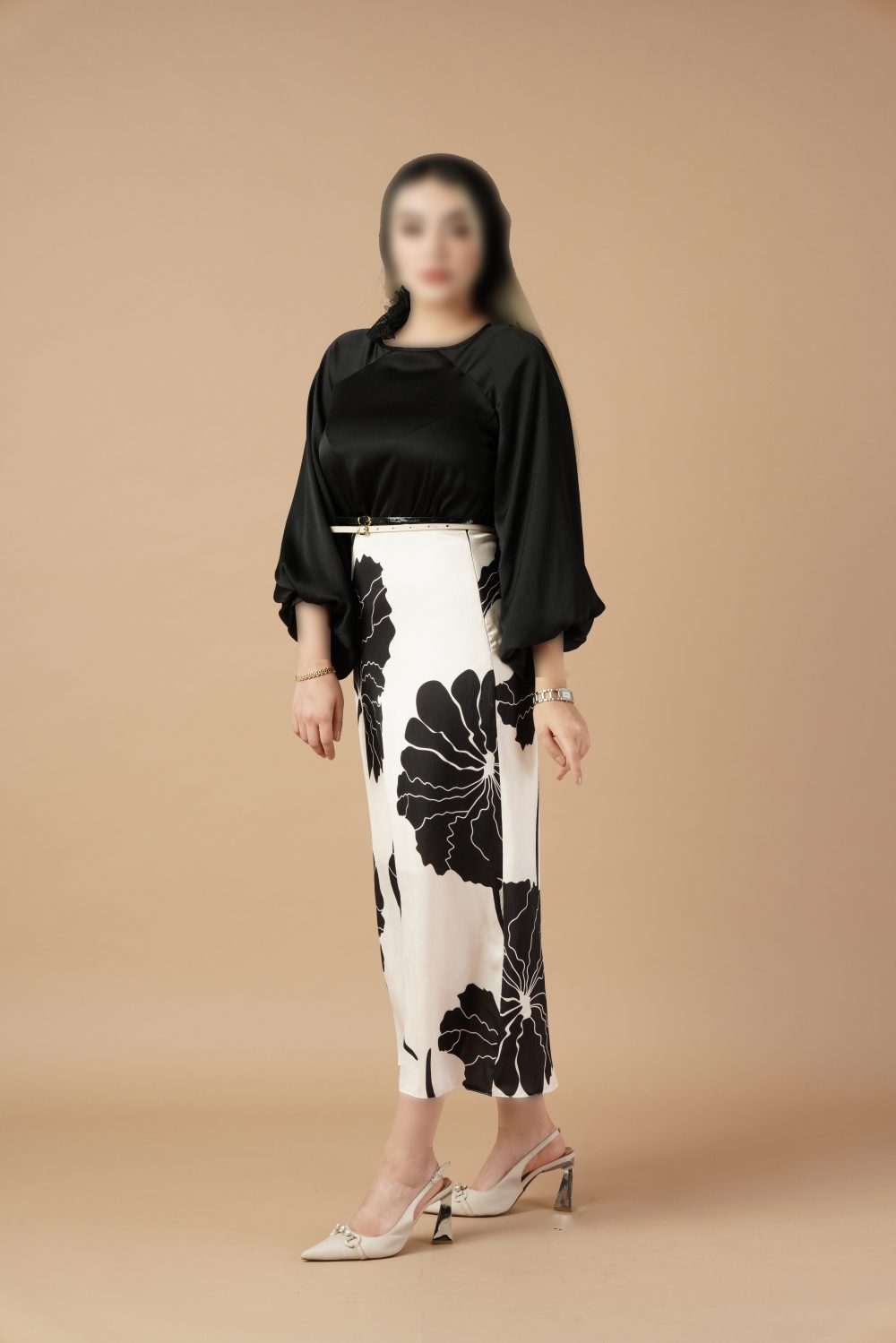 پیراهن میدی راسته طرح برگ - Image 2