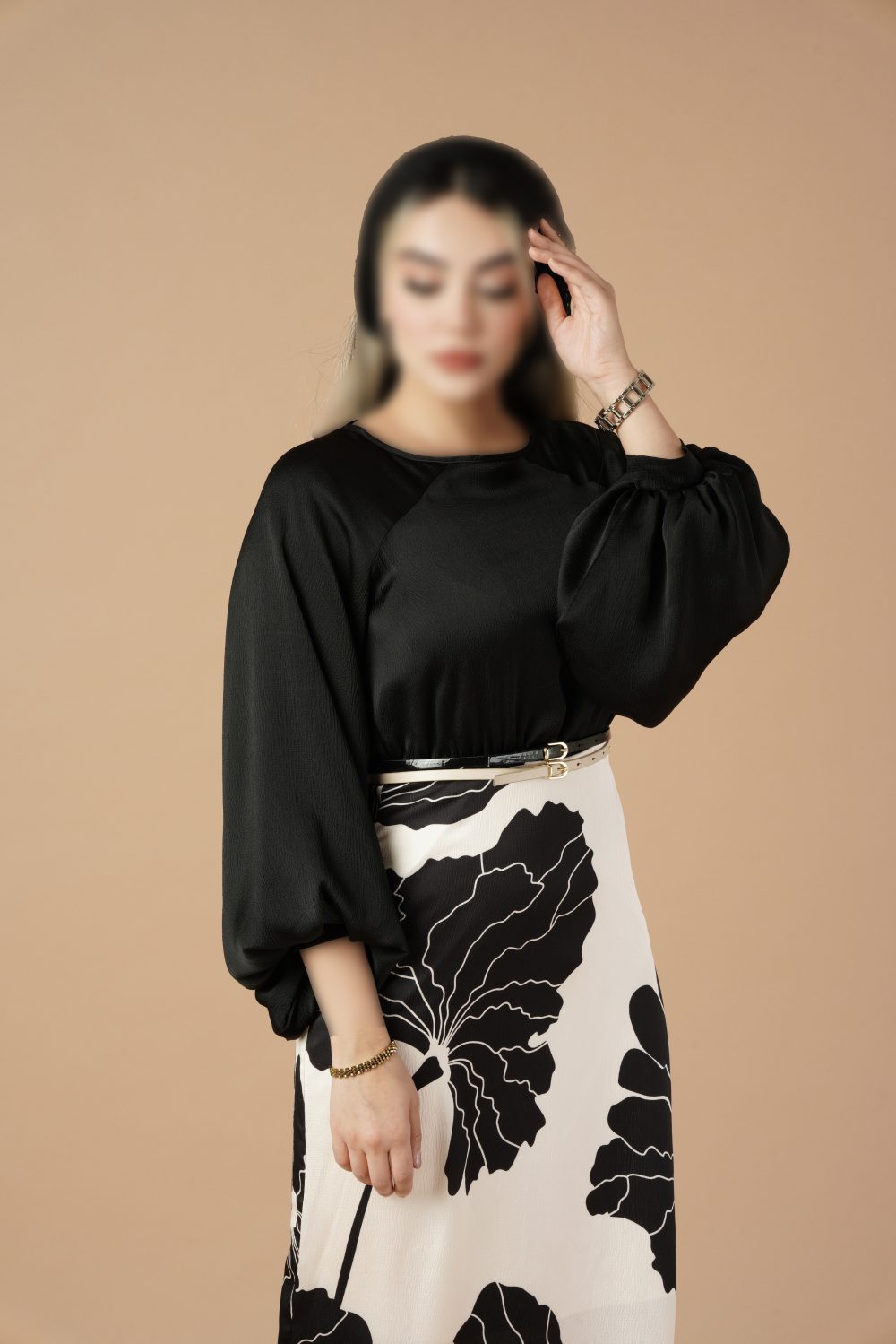 پیراهن میدی راسته طرح برگ - Image 3