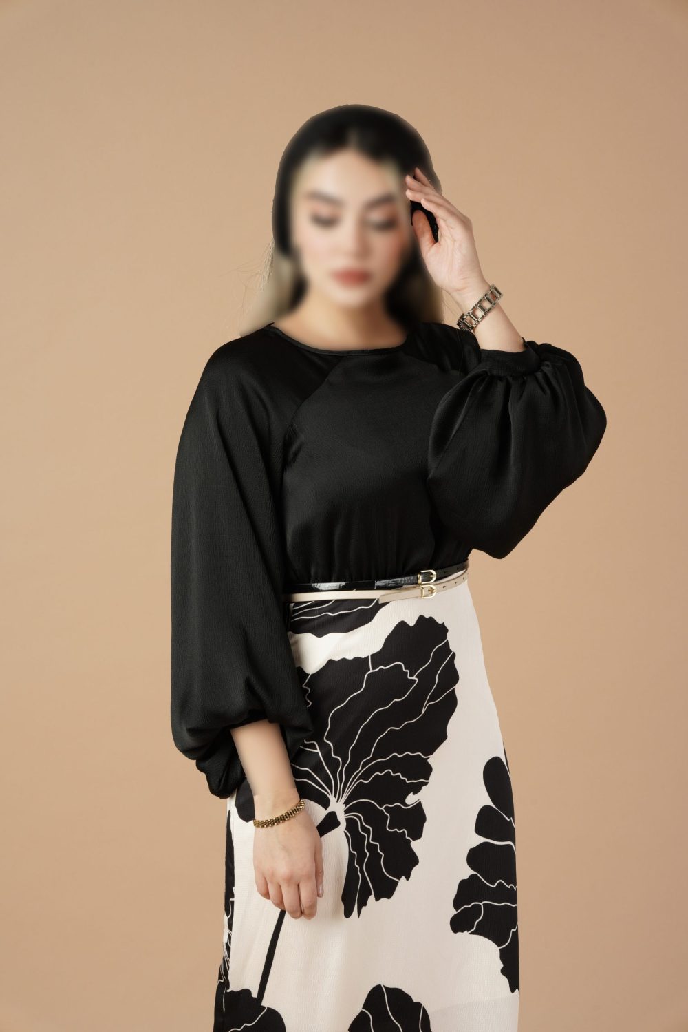 پیراهن میدی راسته طرح برگ - Image 3