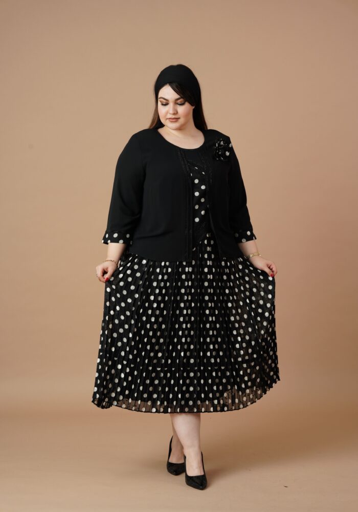 پیراهن میدی حریر خال خالی