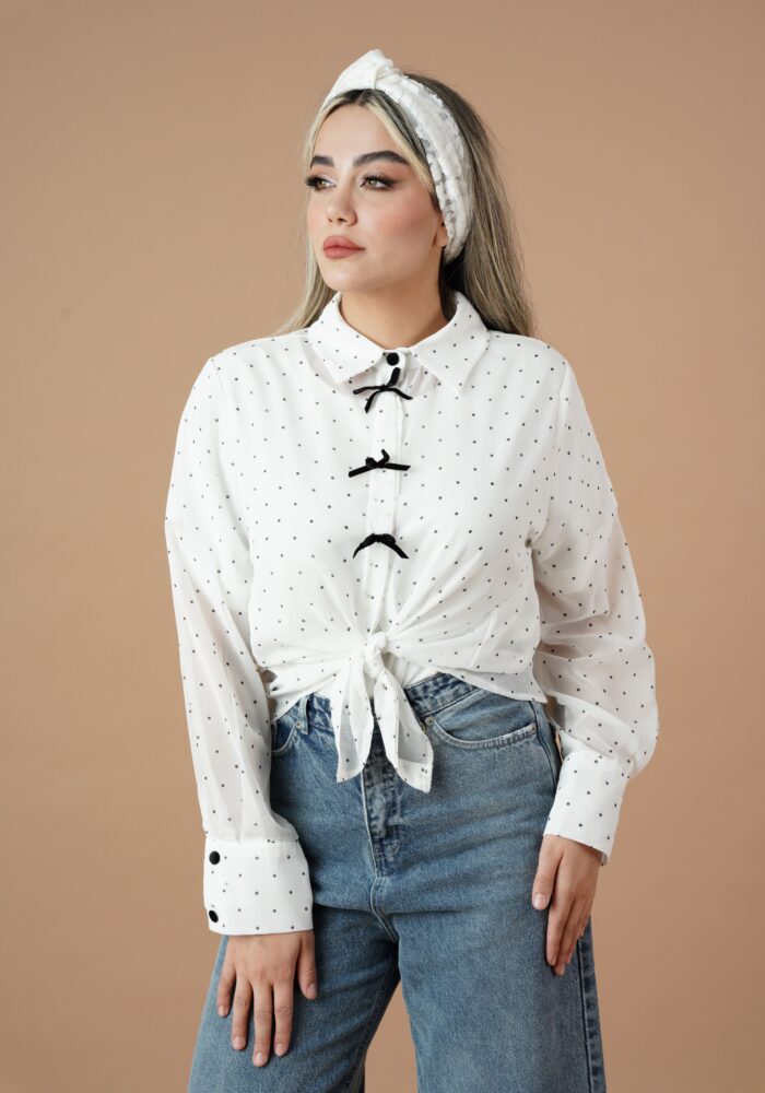 شومیز خال خالی حریر