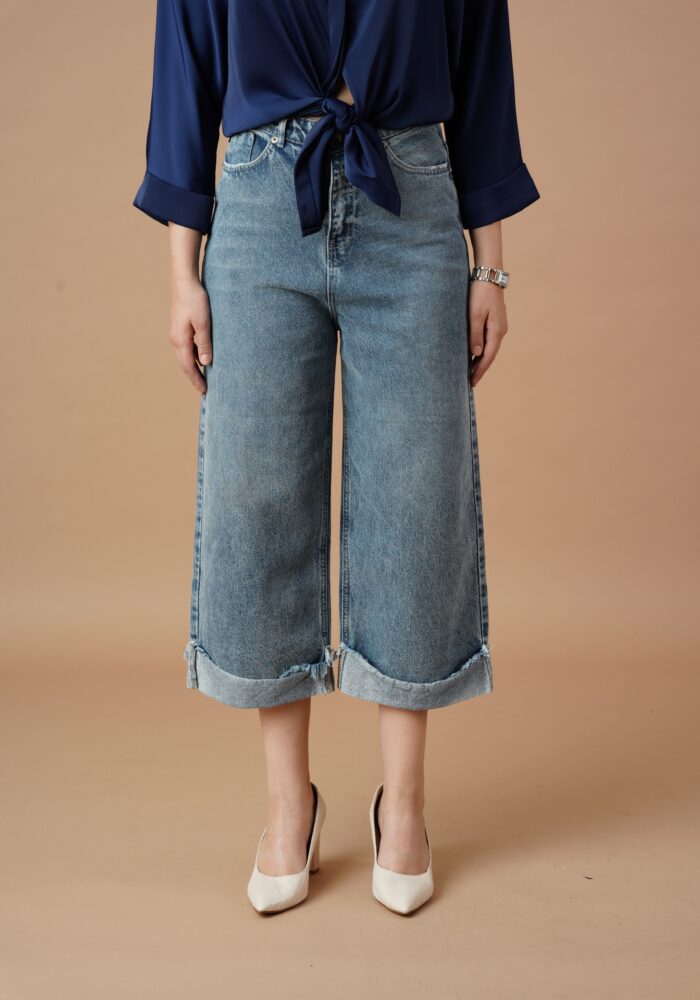 شلوار جین واید لگ پاکتی