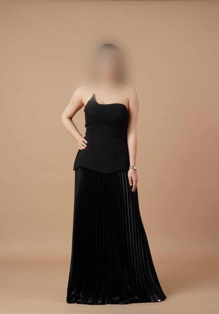 پیراهن دامن پلیسه ساتن